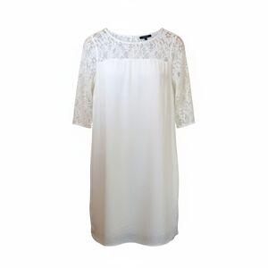 RW&CO Ivory Lace Yoke Shift Dress – Half Sleeve – Fully Lined – Size Small